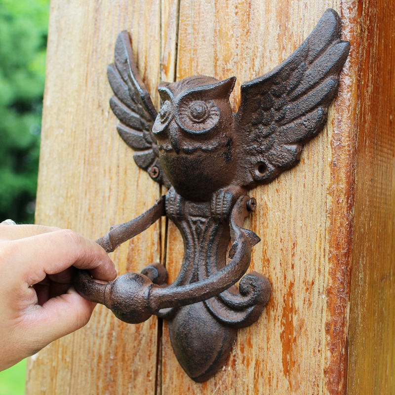 Art Craft Door - Rustic Owl Cast Iron Door Knocker