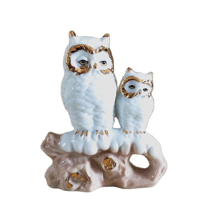 Gilt Porcelain Mother Owl Figu - Art Craft Mother'S Day recension och pris