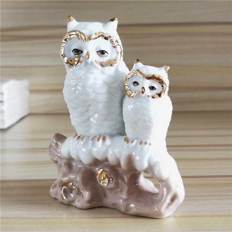Gilt Porcelain Mother Owl Figu - Art Craft Mother'S Day recension och pris