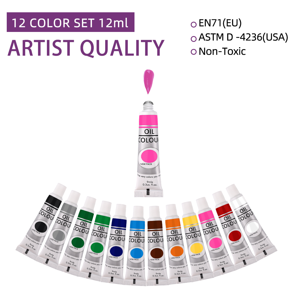 12 Color Oil Paints Set 9ml Tu - Art Craft Youtube recension och pris