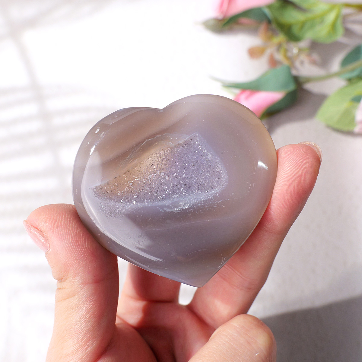 1PC Natural Agate Love Heart S - Art Craft Mother'S Day recension och pris
